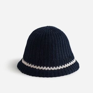 Madewell Navy Knit Bucket Hat with White Stripe